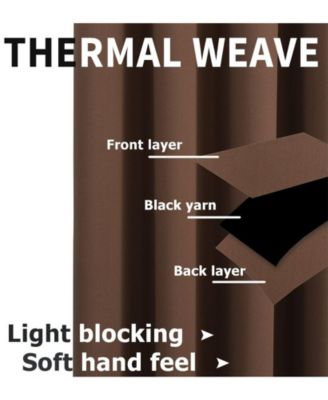 Brown 2 Piece Grommet Top Blackout Curtain Panels For Extra Long Windows