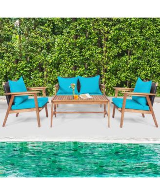 8 Piece Patio Conversation Set Outdoor Furniture Set  w/ Cushion