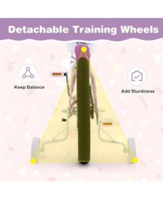  Girl Bike with Basket with Detachable Training Wheels for 4-8 Years Old