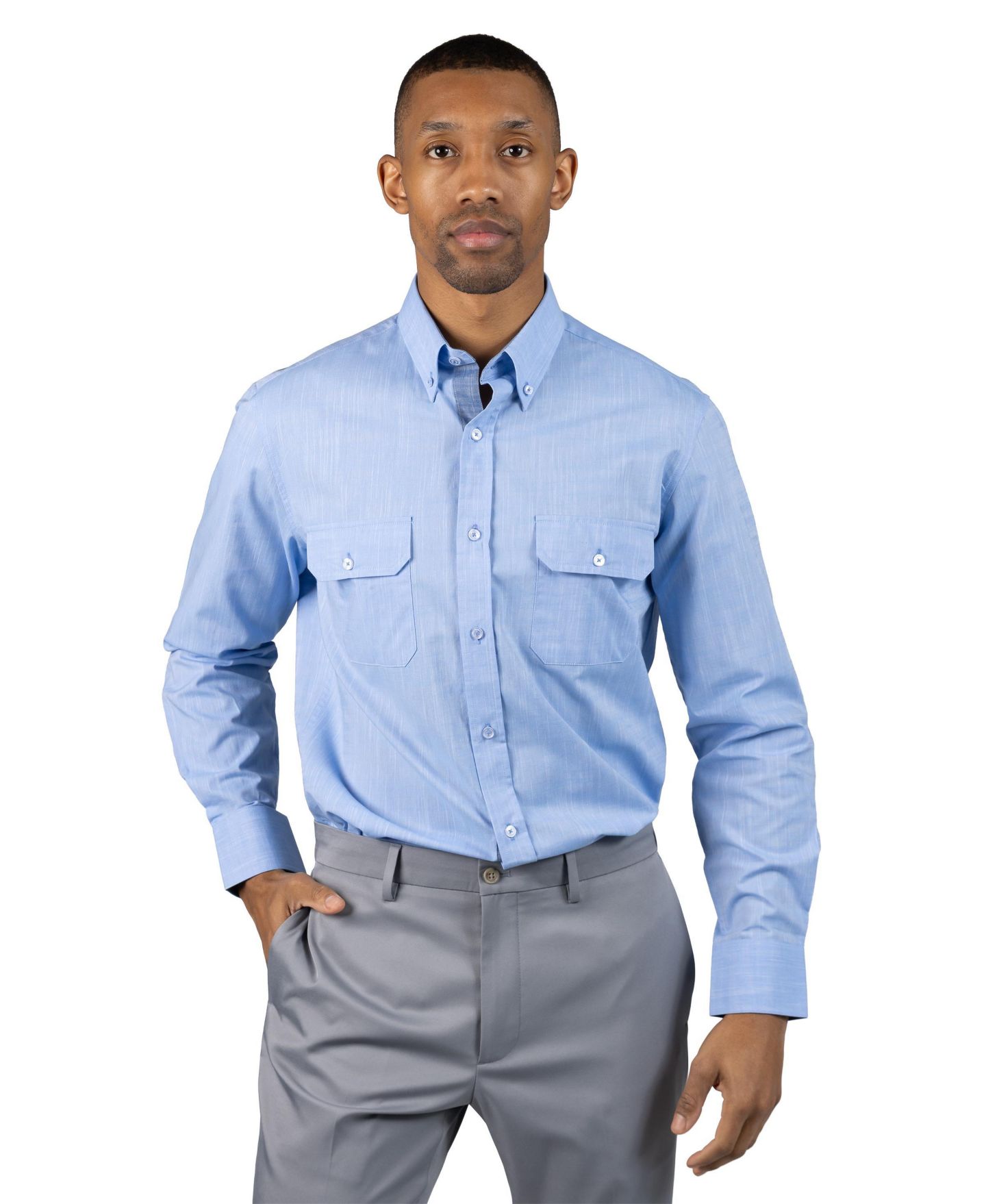 Мужская рубашка Tailorbyrd Signature Chambray Long Sleeve, цвет: Синий — фото 3