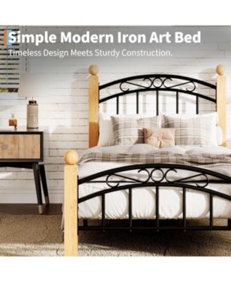 Twin Size Bed Frame with Headboard, Twin Platform Bed Frame Wooden Slat Support, No Box Spring Needed, Noise Free Sleep