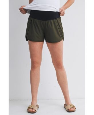Women's Maternity Over-the-Belly Active Shorts with Built-In Liner