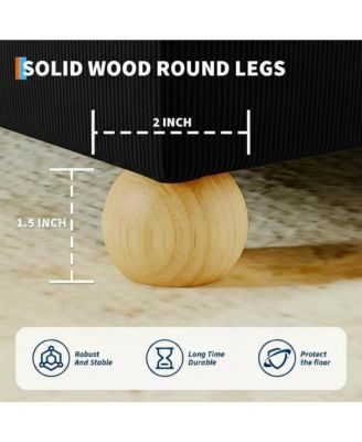 Cloud Bed Frame，Corduroy Low Bed Frame Without Headboard, Thick Fabric Upholstered Platform Bed, Solid Wood Legs, No Box Spring Needed