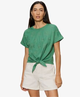 Women's Tie-Front Crewneck Short-Sleeve T-Shirt