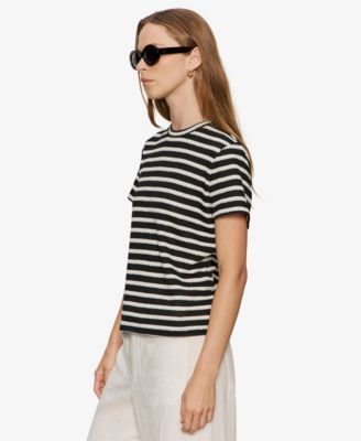 Women's Striped Crewneck Textured T-Shirt