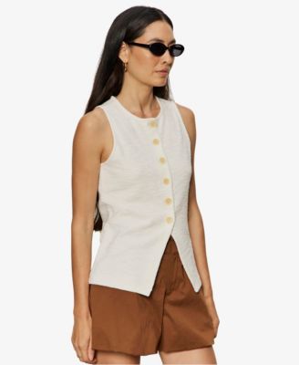 Women's Crewneck Button-Front Knit Vest