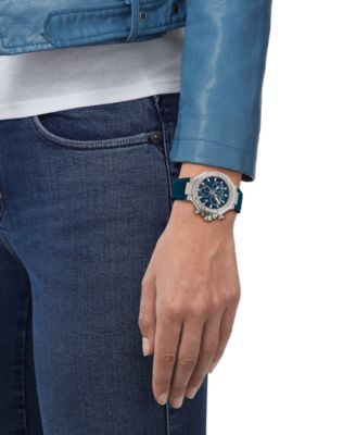 Unisex Quartz Chronograph Blue Dial Rubber Strap Watch, 38mm