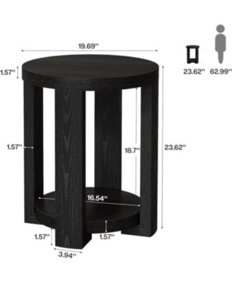 Round Side Table, 2-Tier End Table for Living Room & Bedroom