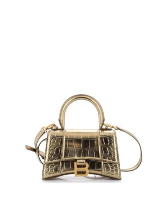 XS Hourglass Top Handle Bag Embossed Leather