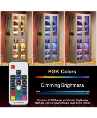 8-Tier Tall Shoe Storage with Acrylic Doors and LED Lights Set of 2, Organizer Rack with Adjustable Shelves and Hanging Hooks