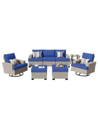 8 Piece Outdoor Rattan Patio Furniture Set with Sofa & Ottoman