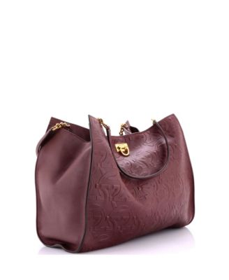 Large Trifolio Tote Gancini Embossed Leather