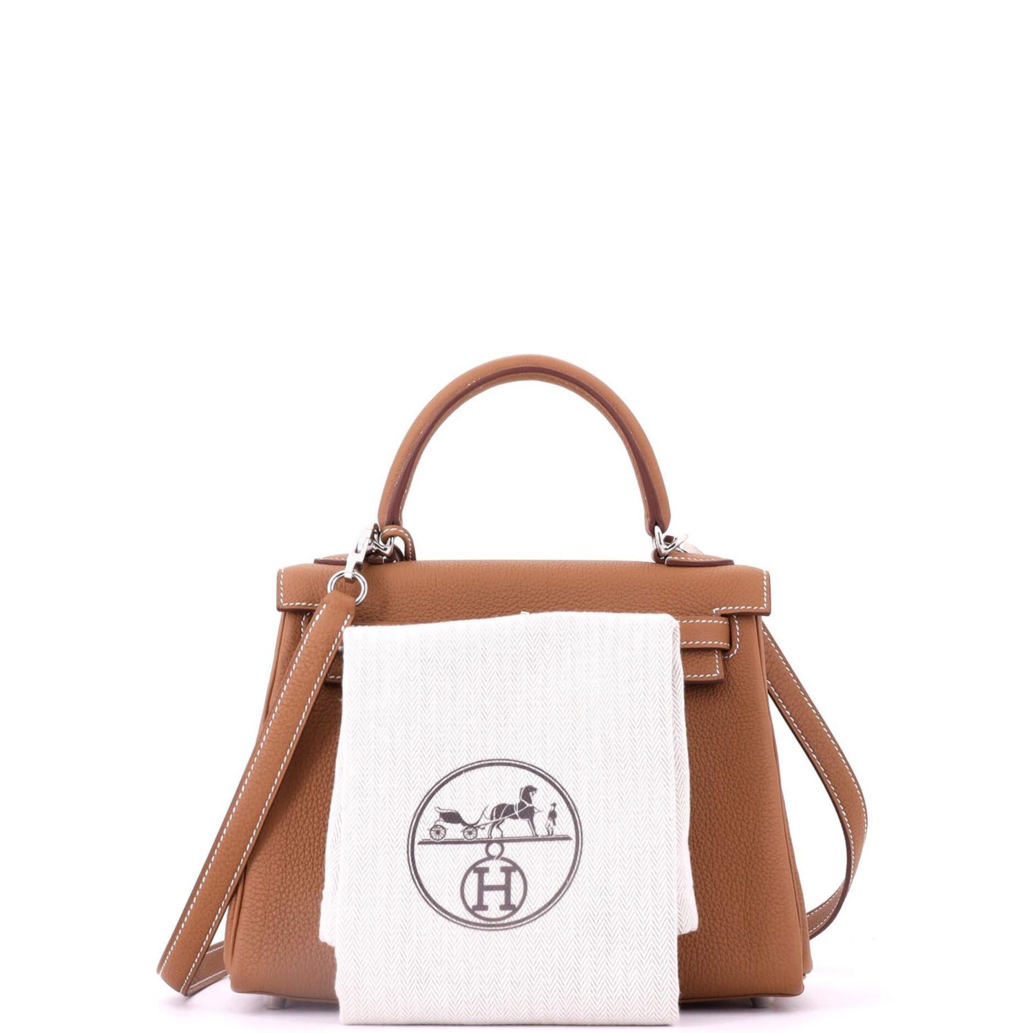 Kelly 25 Handbag Brown Togo with Palladium Hardware