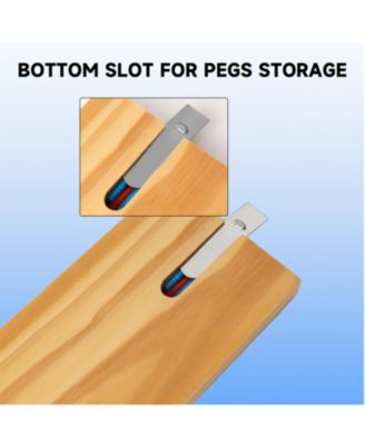 Wooden Folding 3-Track Color Coded Portable Travel Cribbage Board with 6 Plastic Pegs, Travel Game