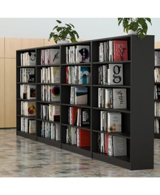 5 Shelf Modern Wood Bookshelf, 60 Inch Tall Display Bookcase with Adjustable Shelf, Book Storage Organizer for Home Office, Study Room