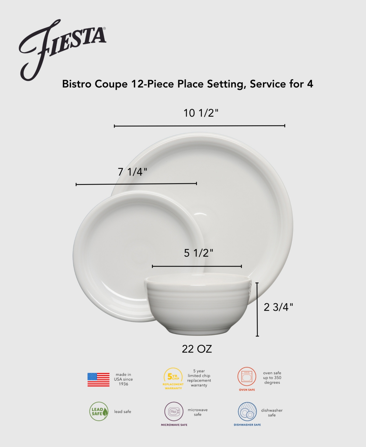 Fiesta Lavender Fields Bistro Coupe 12-Pc. Dinnerware Set, Service For 4