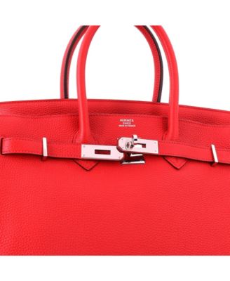 Birkin 35 Handbag Red Togo with Palladium Hardware