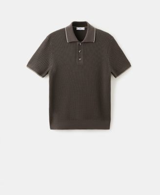 Men's Fine-Knit Herringbone Polo Shirt