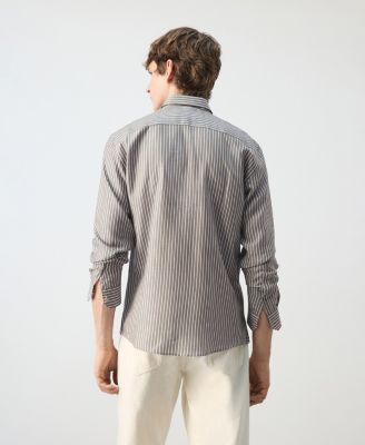 Men's Regular Fit Striped Lyocell Shirt
