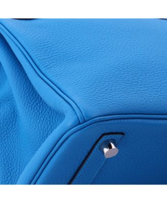 Birkin 25 Handbag Blue Togo with Palladium Hardware