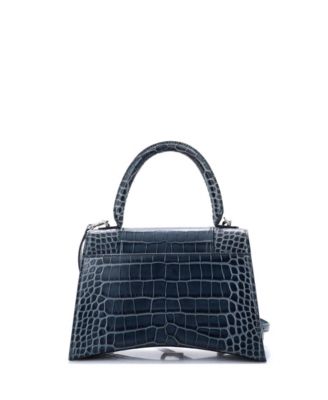 Medium Hourglass Top Handle Bag Embossed Leather