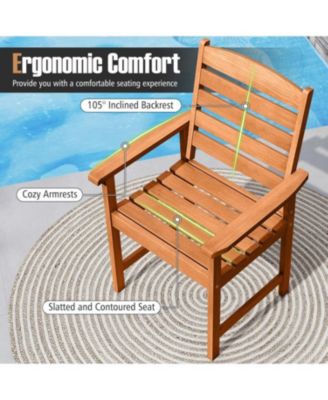 Solid Wood Outdoor Dining Chairs with Slatted Design