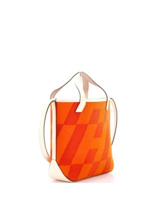 27 Cabas H en Biais Tote Canvas with Leather