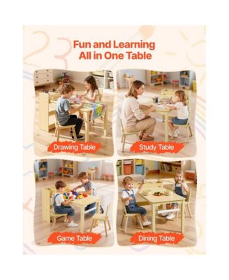 Kids Art Table and Chair Set with 3-Tier Storage Cabinet