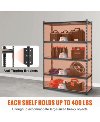 Storage Shelving Unit, 5-Tier Adjustable Metal Storage Shelves, Heavy Duty Organizer Rack for Pantry, Basement, 18" D x 48" W x 72" H