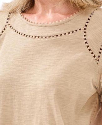 Women's Lace Detail Short-Sleeve Top