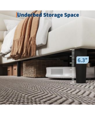 Bed Frame with Headboard, Upholstered Platform Bed Frame with Sturdy Wood Slats Support, No Box Spring Needed, Easy Assembly