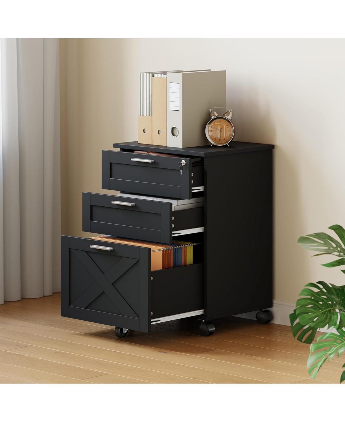 gaomon 3-Drawer Rolling File Cabinet with Lock