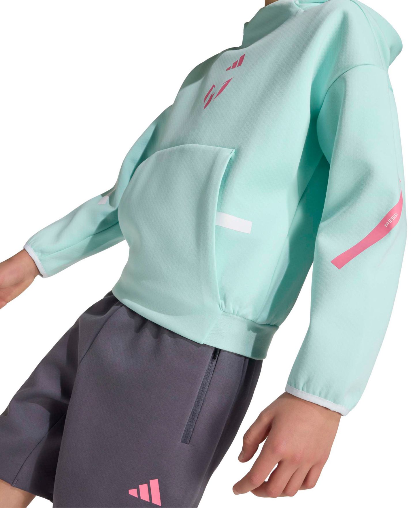 Детское худи adidas Boys' and Girls' 6-20 Messi Z.N.E. Soccer, цвет: Аквамариновый — фото 5