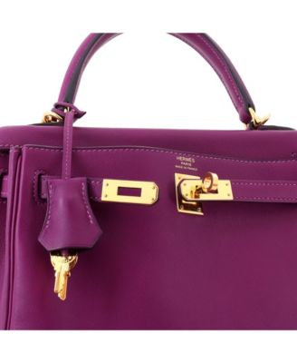 Kelly 25 Handbag Purple Swift with Gold Hardware