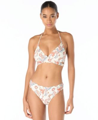 Women's Cross-Front Swim Top and Printed High-Cut Bottoms