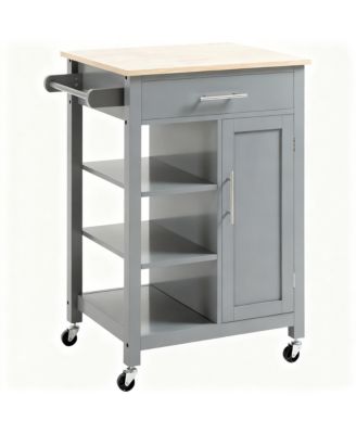 kitchen trolley, side shelves with storage space, solid wood top, adjustable shelves, easy to move
