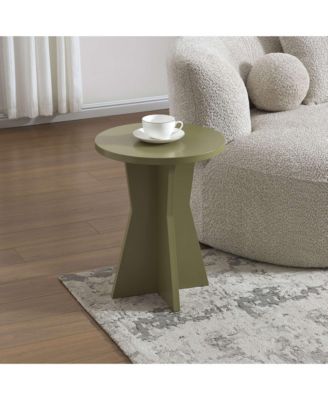 Round Side Table, Modern Pedestal Base Accent Table for Living Room, Bedroom, Bedside, Office