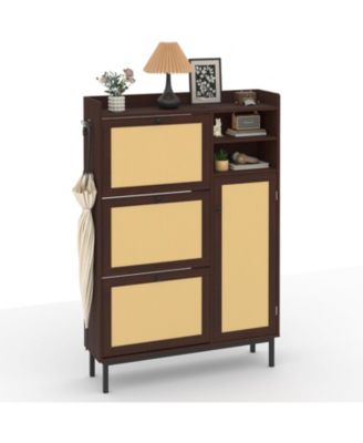 Shoe Cabinet for Entryway with 3 Flip Drawers Freestanding Shoe Organizer Cabinet with Metal Legs for Hallway Storage