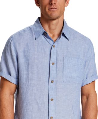 Men's Regular-Fit Solid Button-Down 100% Linen Shirt
