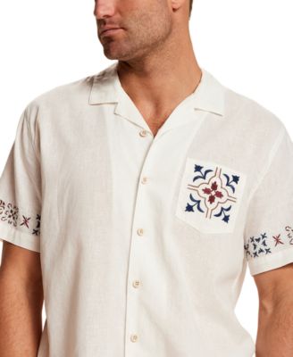 Men's Short-Sleeve Button-Down Linen Cotton Shirt