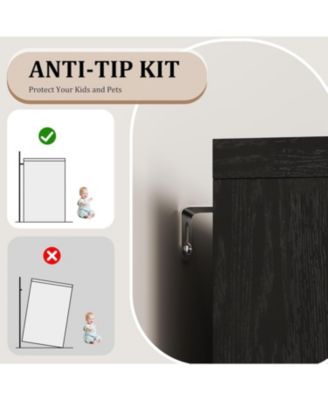 Modern Buffet Cabinet, Sideboard Storage with Glass Doors, Adjustable Shelf Large Drawer Cabinet, Dining Room Kitchen Entryway Cupboard