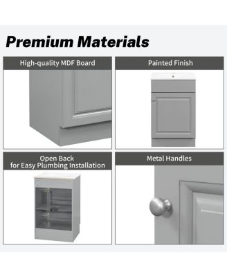 20'' Bathroom Vanity with Sink, Painted MDF Cabinet, Soft Close Door, Adjustable Shelf & Organizer for Small Spaces