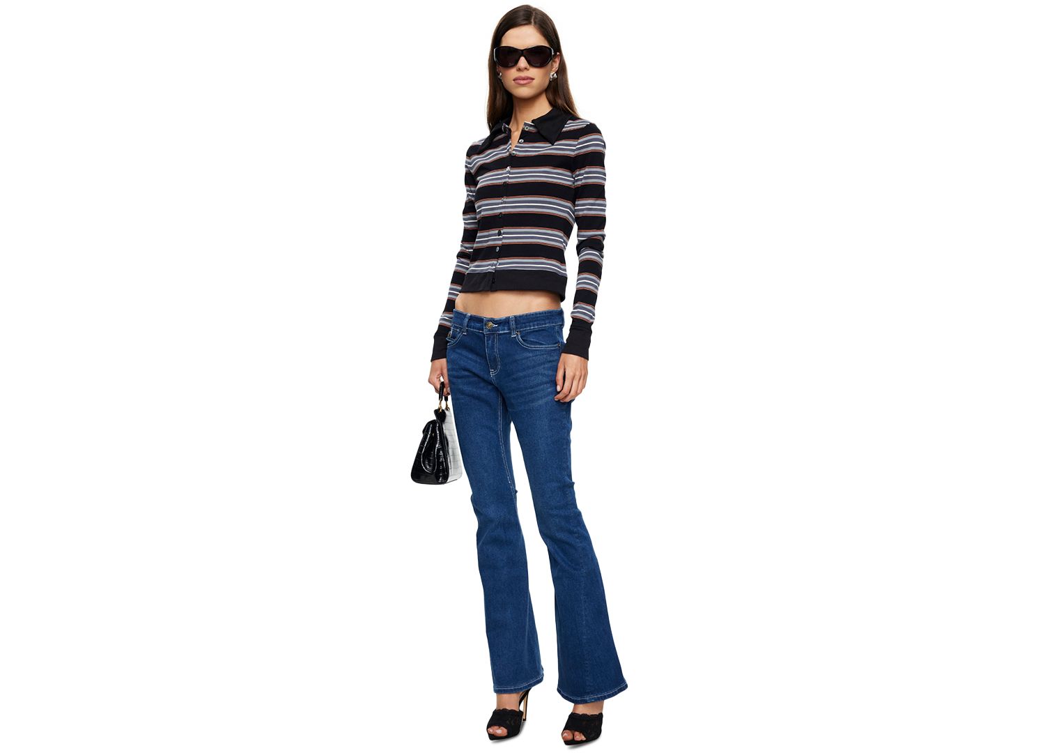 Women's Bada Bing Striped Button Down Knit Top