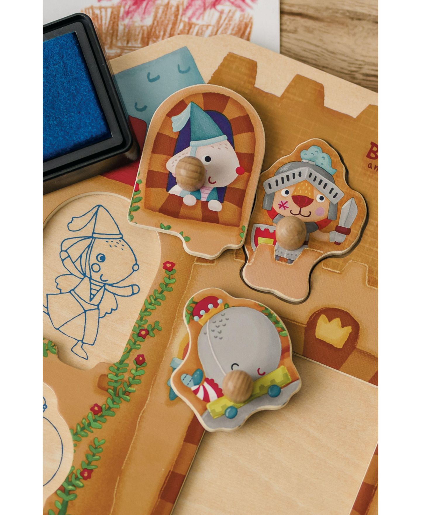 Развивающий набор Bababoo and friends Lion Castle: 8 деталей-пазлов и штампы, от 2 лет, цвет: Open Miscellaneous — фото 4
