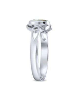 Celtic Iridescent Labradorite Stone Trinity Knot Triquetra Ring .925 Sterling Silver