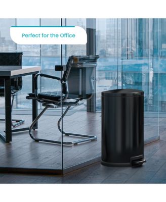 12 Gallon Semi-Round Stainless Steel Kitchen Trash Can with Step Pedal and Soft Close Lid