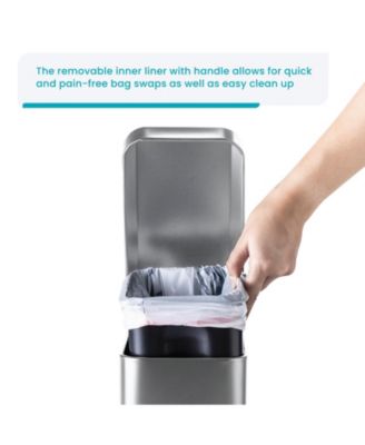 1.3 Gallon Slim Stainless Steel Trash Can with Step on Pedal and Soft Close Lid