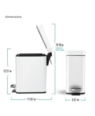 1.3 Gallon Slim Stainless Steel Trash Can with Step on Pedal and Soft Close Lid