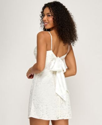 Juniors' Corded Sweetheart Neck Dress