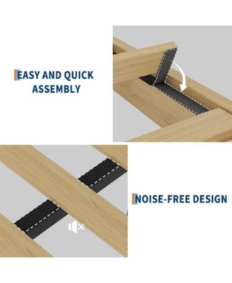 Full Upholstered Bed Storage Headboard LED Boucle Platform Charging Station No Box Spring Easy Assembly